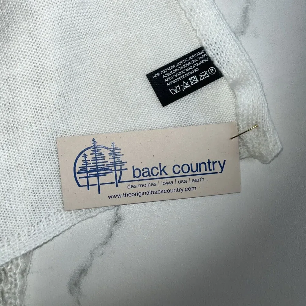 Women's Ivory Cream Back Country Soft Crochet Knit Boho Scarf Winter Sundry NWT